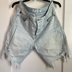 Distressed jean shorts